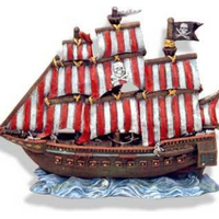 Blue Ribbon Resin Ornament - Pirate Clipper Ship