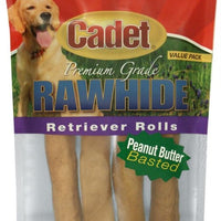 Cadet Rawhide Retriever Peanut Butter Flavor Rolls for Dogs