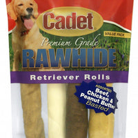 Cadet Rawhide Retriever Rolls for Dogs, Assorted Flavors