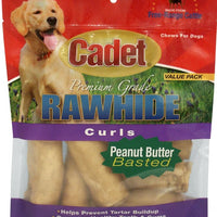 Cadet Rawhide Peanut Butter Flavor Curls for Dogs