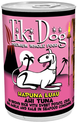 Tiki Dog Hapuna Luau Ahi Tuna on Brown Rice in Seafood Consomme Canned Dog Food