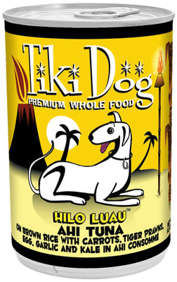 Tiki Dog Hilo Luau Ahi Tuna on Brown Rice in an Ahi Consomme Canned Dog Food
