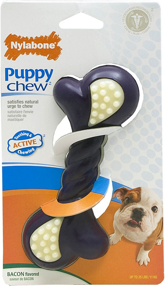 Nylabone Puppy Chew Double Action Bacon Flavor Dog Toy
