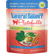 Natural Balance Platefulls Indoor Grain Free Salmon Tuna Chicken and Shrimp in Gravy Pouch Wet Cat Food