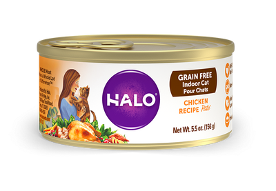 Halo Grain Free Indoor Cat Chicken Pate Canned Cat Food