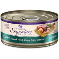 Wellness Signature Selects Grain Free Natural Skipjack Tuna with Shrimp Entree in Broth Wet Canned Cat Food
