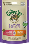 Greenies Feline Dental Treats Flavor Fusion Salmon and Chicken Flavor Cat Treats