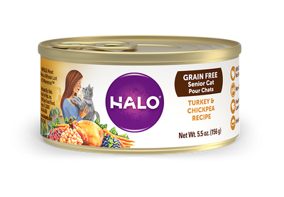 Halo Grain Free 7+ Senior Recipe Turkey and Chickpea Canned Cat Food