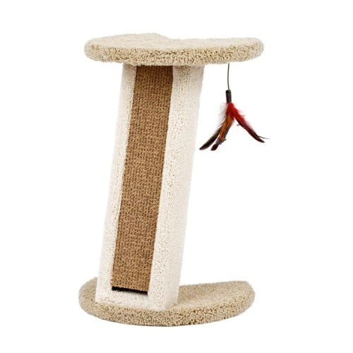 Classy Kitty Corner Scratcher with Cardboard Insert & Feather Toy