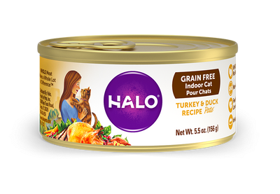Halo Grain Free Indoor Cat Turkey & Duck Pate Canned Cat Food