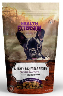 Health Extension Bully Puffs Chicken and Cheddar Dog Treats