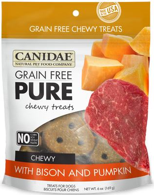 Canidae Grain Free PURE Chewy Treats with Bison and Pumpkin Dog Treats