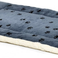 MidWest Quiet Time Fleece Blue Paw Print Reversible Pet Bed & Crate Mat
