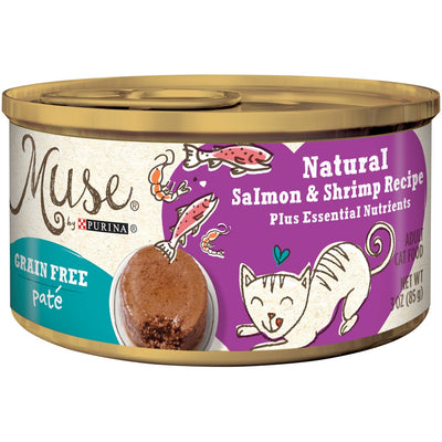 Purina Muse Grain Free Natural Salmon and Shrimp Pate Recipe Canned Cat Food