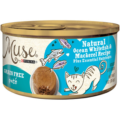 Purina Muse Grain Free Natural Ocean Whitefish and Mackerel Pate Recipe Canned Cat Food