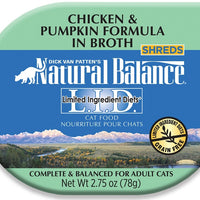 Natural Balance L.I.D. Limited Ingredient Diet Grain Free Chicken and Pumpkin Formula in Broth Adult Cat Food Cups