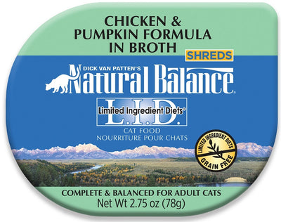 Natural Balance L.I.D. Limited Ingredient Diet Grain Free Chicken and Pumpkin Formula in Broth Adult Cat Food Cups