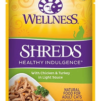 Wellness Healthy Indulgence Natural Grain Free Shreds with Chicken and Turkey in Light Sauce Cat Food Pouch