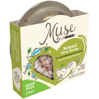 Purina Muse Natural Adult Grain Free Tuna Recipe with Spinach in Fish Broth Cat Food Trays