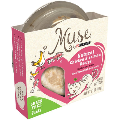 Purina Muse Natural Adult Grain Free Chicken and Salmon Recipe in Chicken Broth Cat Food Trays