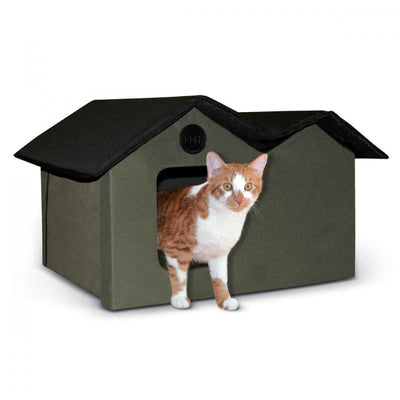 K&H Pet Products Heated Olive Extra Wide Outdoor Kitty House