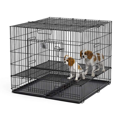 Midwest Puppy Black Playpen with Plastic Pan and 1 Floor Grid