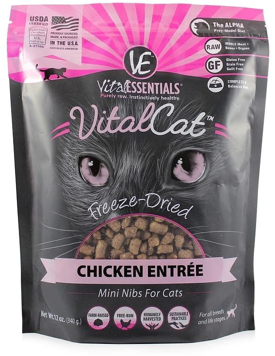 Vital Essentials Freeze Dried Grain Free Chicken Mini Nibs Entree for Cats Food