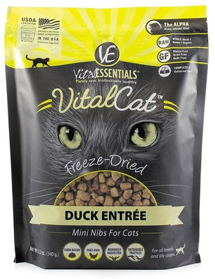 Vital Essentials Freeze Dried Grain Free Duck Mini Nibs Entree for Cats Food