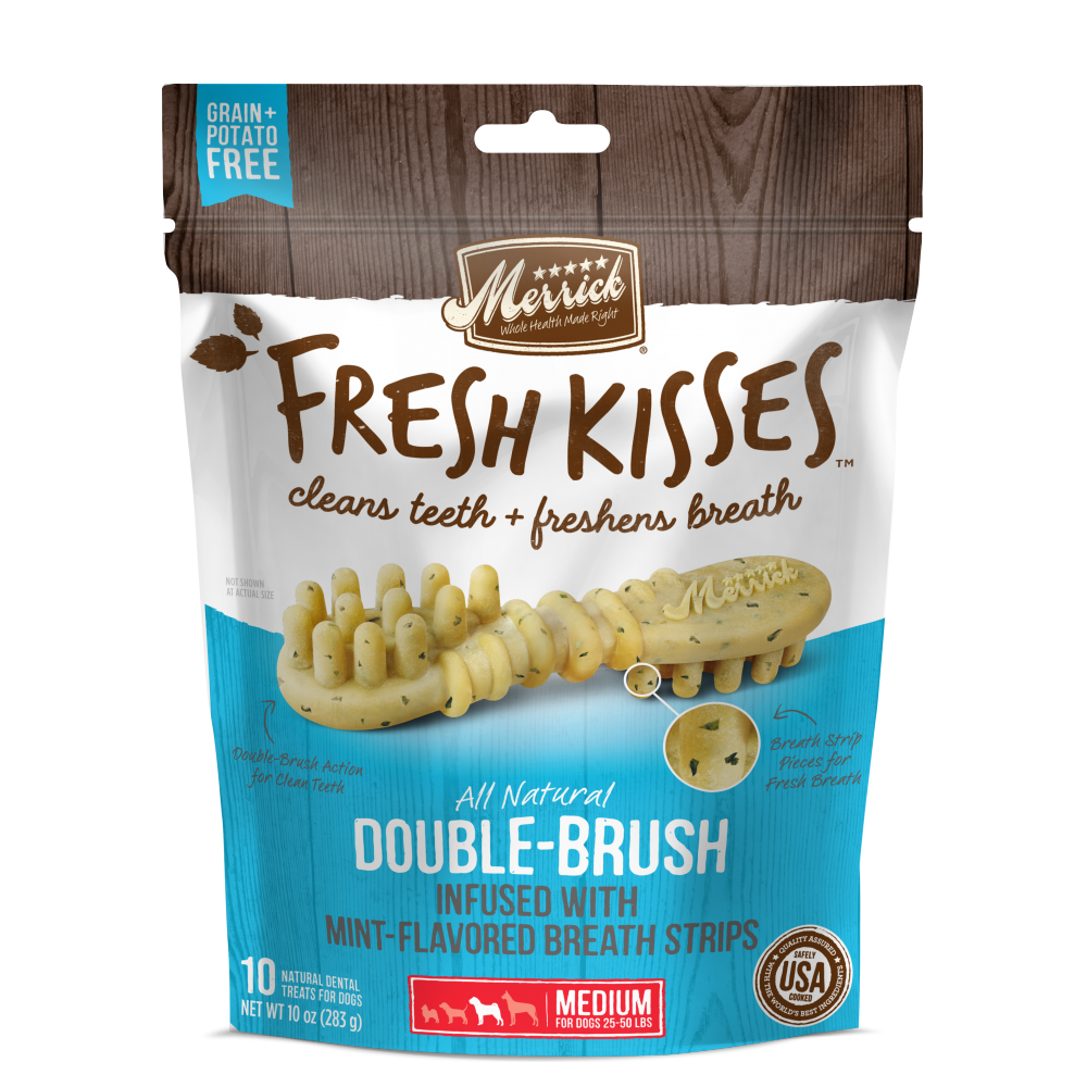 Merrick Fresh Kisses Grain Free Mint Breath Strips Medium Dental Dog Treats