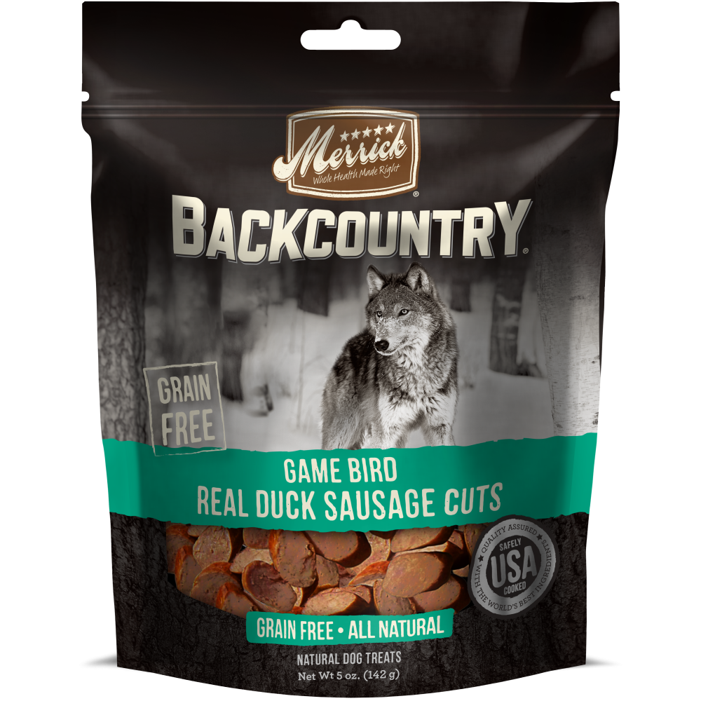 Merrick Backcountry Game Bird Grain Free Real Duck Sausage Cuts Dog Treats