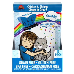 Weruva BFF Oh My Gravy Ciao Baby Grain Free Chicken and Shrimp in Gravy Cat Food Pouches