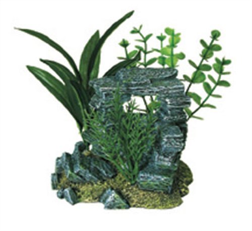 Blue Ribbon Resin Ornament - Rock Arch With Plants Small