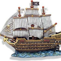 Exotic Environments Skull and Crossbones War Ship Aquarium Ornament, 12-Inch by 5-Inch by 10-Inch