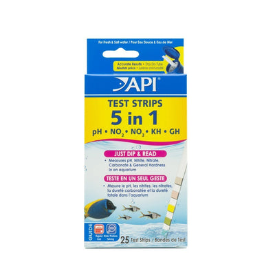 API 5-IN-1 TEST STRIPS Freshwater and Saltwater Aquarium Test Strips 25 count