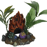 Blue Ribbon Pet Products ABLEE1050 Fire Coral Cave with Plants for Aquarium