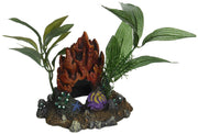 Blue Ribbon Pet Products ABLEE1050 Fire Coral Cave with Plants for Aquarium