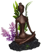 Blue Ribbon Zen Girl with Plants Aquarium Ornament