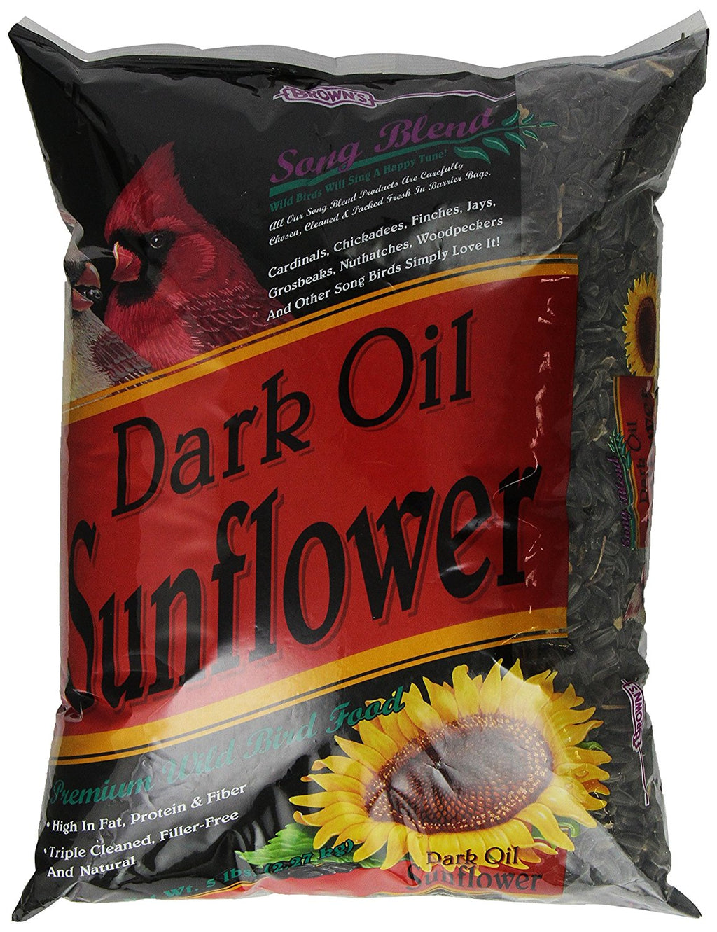 F.M. Brown's Song Blend Dark Oil Sunflower Seeds for Pets, 5-Pound