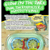 Zoo Med Hermit Crab Dual Thermometer & Humidity Gauge - Glow in the Dark