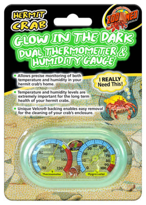 Zoo Med Hermit Crab Dual Thermometer & Humidity Gauge - Glow in the Dark